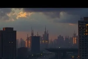 《十七楼的天台》封面，高楼天台栏杆与远处城市天际线